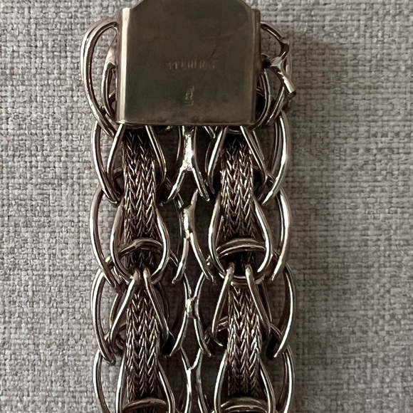 VINTAGE STERLING SILVER WOVEN STARTER CHARM BRACELET - 7” LENGTH - Picture 2 of 5